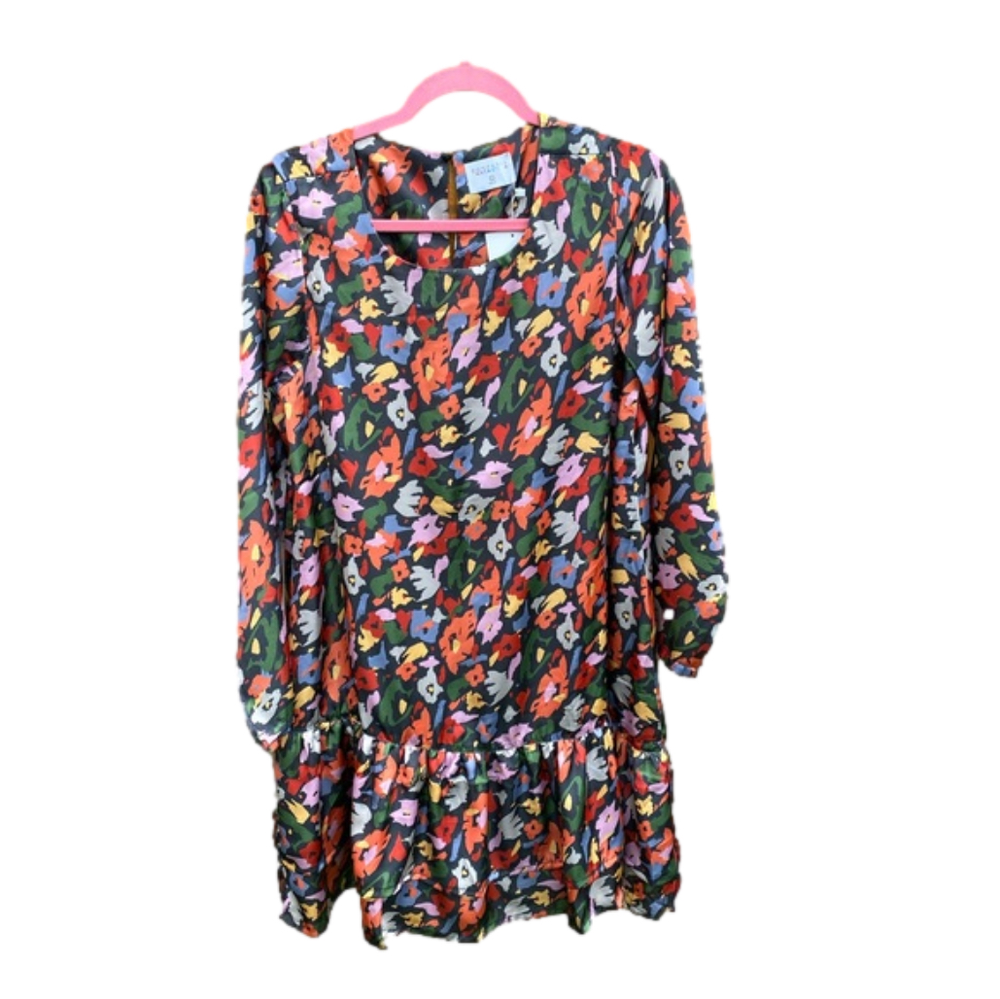 NWT-compania fantastica-Sz L-bright flower drop waist dress with double ruffle
